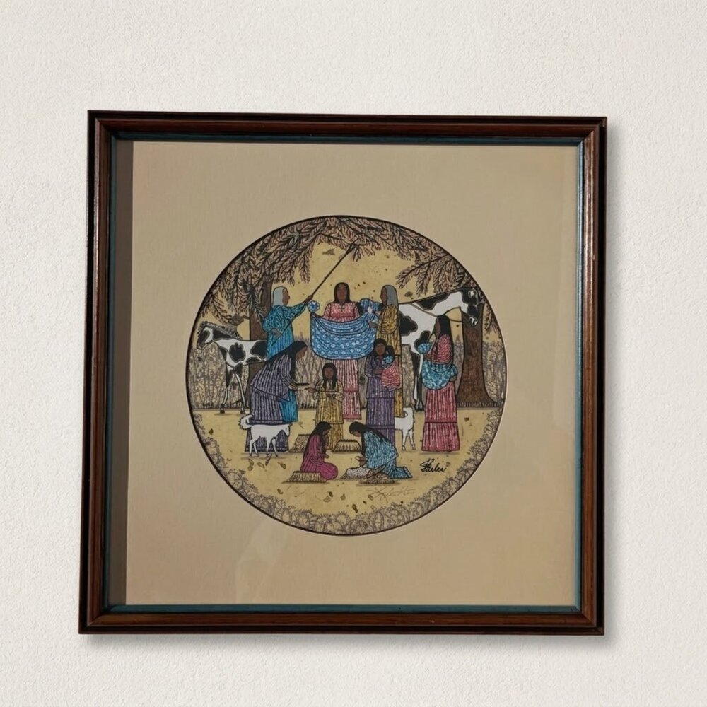 Jean Bales Native American Art Print Gathering Nuts Signed Numbered Southwestern